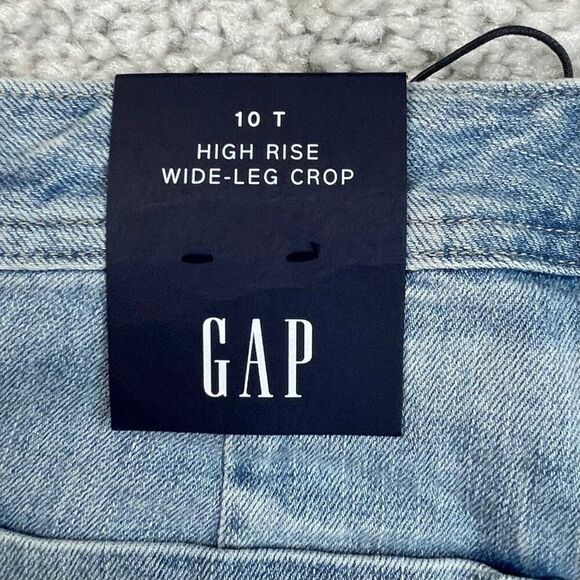 Gap High Rise Wide Leg Crop Jean Light Indigo Wash Womens 10/30 Tall NEW - Picture 5 of 10